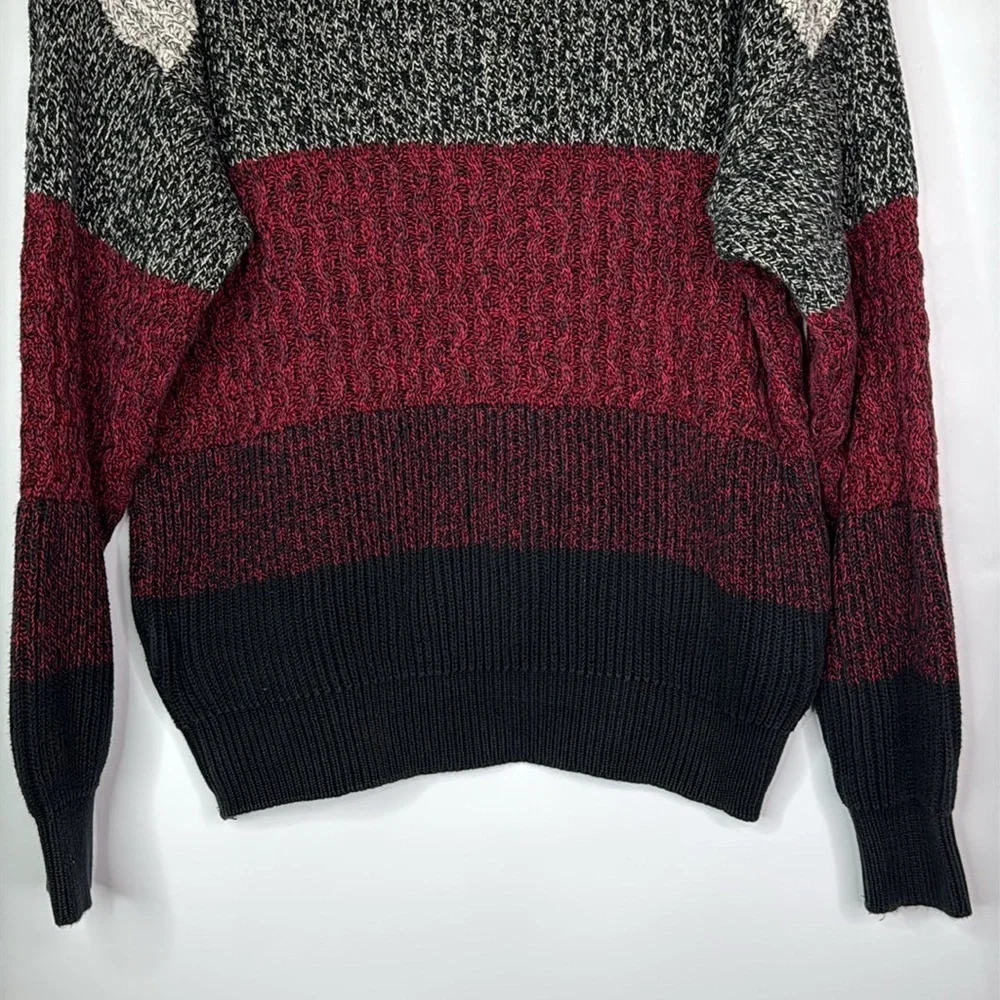 Vintage Woods & Gray Red Gray Striped Cotton Sweater Size Large